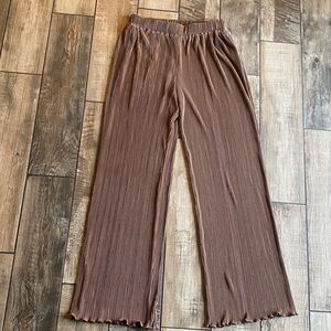 Her entire name says Grace Brown shimmer Pleated wide leg pants
